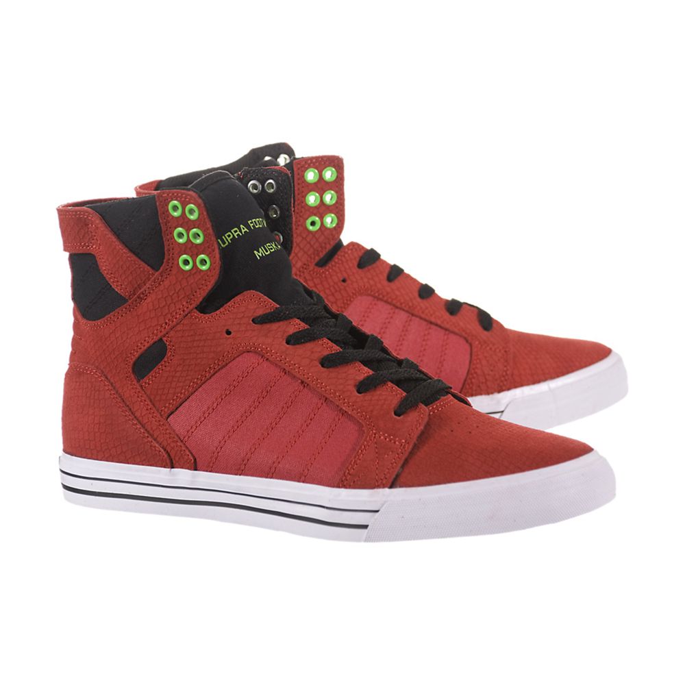 Baskets Montantes Supra SkyTop Rouge Red/Black/Lime-White Homme | QEB-57162802